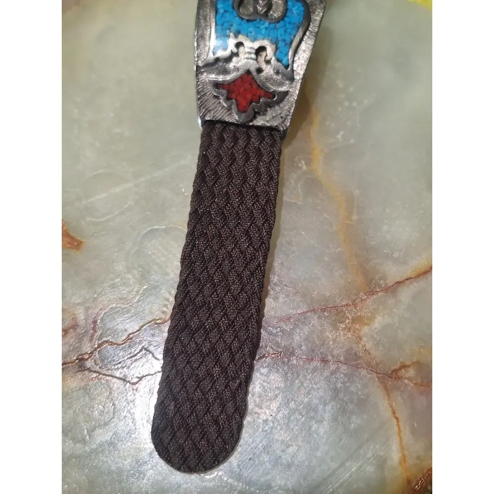 Vintage Advance Digital Watch Southwest Eagle Turquoise Coral Chip Inlay 1970s